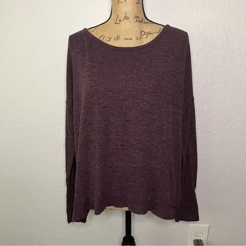 American Eagle  Womens size M Purple Long Sleeve Knit Open Back Top Round Neck