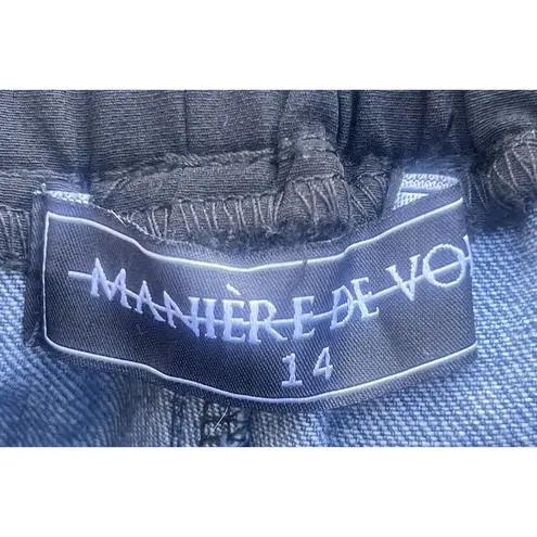 Maniere De Voir Black Denim Panel Cargo Joggers 14 Streetwear Utility Gorpcore