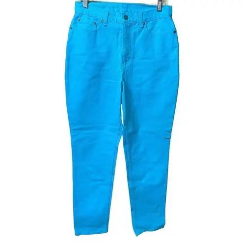 Newport News Jeanology Turquoise Denim Jeans Straight Leg Mom Jeans 10