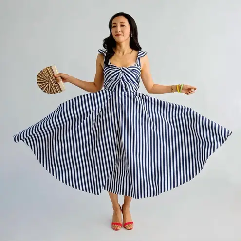 Jason Wu Knotted Striped Poplin Midi Dress