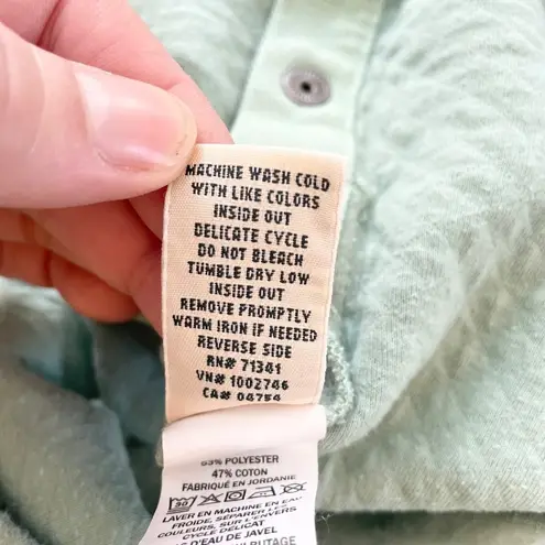 L.L.Bean Quilted Snap Pullover Sweatshirt Funnel Neck Comfy Green M Cozy Size M