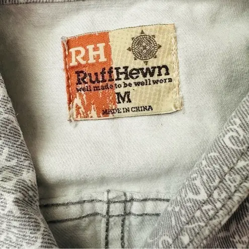 Ruff Hewn Womens Long Sleeve Gray White Full Zip Jacket Size M