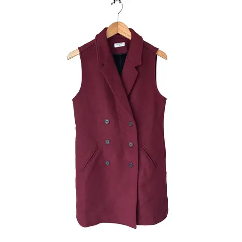 UNTUCKit Vera Double Breasted Wool Blend Vest in Burgundy Red Size S