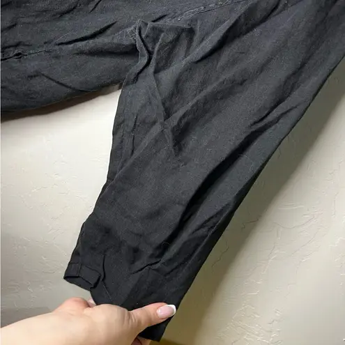 Meg by design Black Nzuri Linen Deep V Neck Ruched Lagenlook Tunic Size undefined