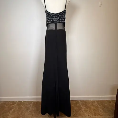 Tadashi Designer Gown Halter Neck Beaded Appliqué Sheer Waist Women’s Medium