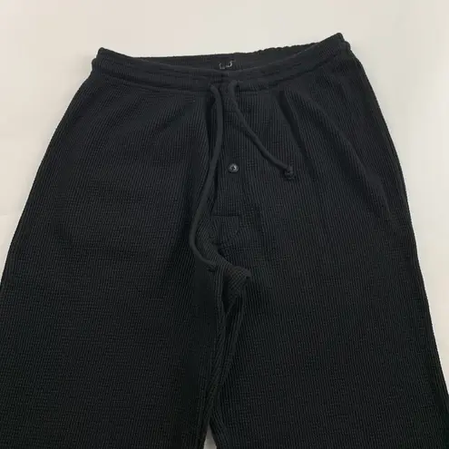 Harley Davidson Black Waffle Knit Wide Leg Lounge Pant S