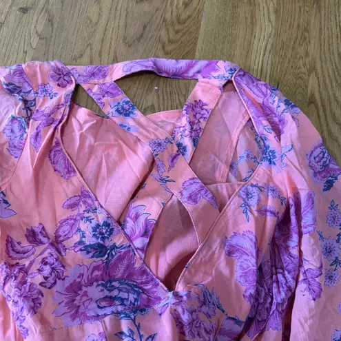 Free People  Melrose Printed Bell‎ Sleeve Maxi Dress Clementine NWT $148 Size 4