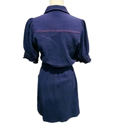 FRNCH Navy Short Sleeve Cotton Gauze Gabriella Dress Size S