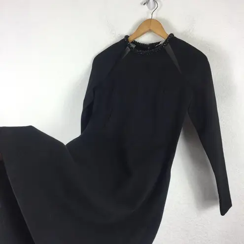 Stella McCartney Black Embellished Neck Mesh Insert Knee Length Dress Size 44