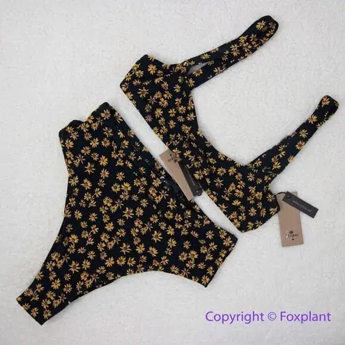 Thrills New! Set! Free People x ‎ black daisy high waist bikini, US size S