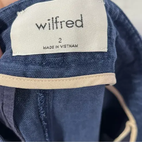 Wilfred Linen Blend Button Fly washed blue textured linen crop pants size 2
