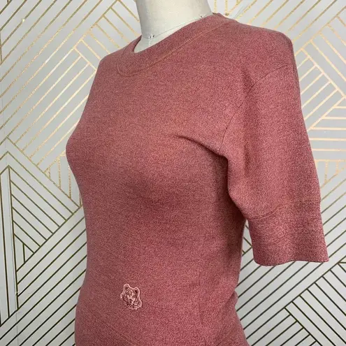 KENZO Tiger Embroidery Short Sleeve Jumper Sweater in Pink Size US XS