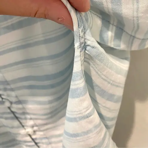 Velvet Heart | Blue White Striped Button Front Tie Blouse Tencel Top | Medium