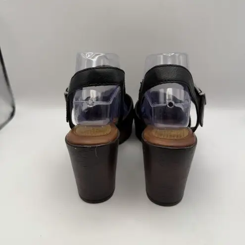 Born Natasha Sandal Women's Size 10 Black Block Heel Platform Ankle Strap Y2K