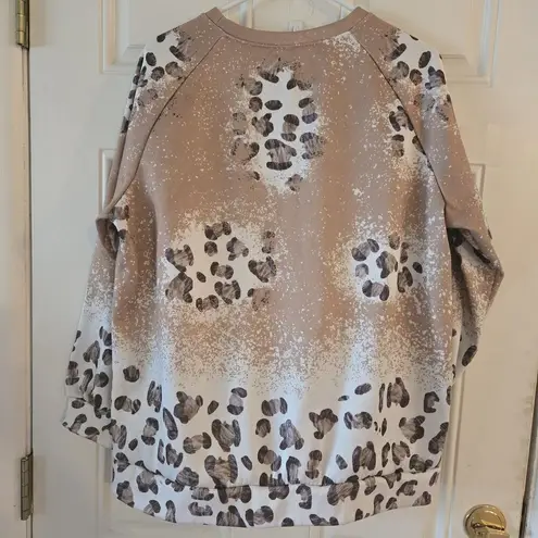 Half Hood Half Holy Crewneck Sweater Graphic Sweatshirt Leopard Print Size XL Brown - Image 3