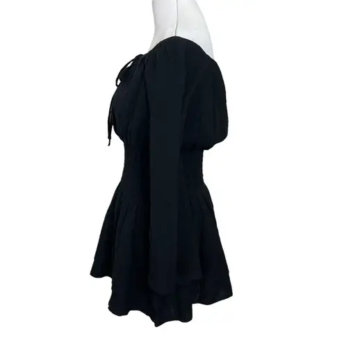 Majorelle Kalani Mini Dress in Black Off The Shoulder A Line Smocked Revolve XS