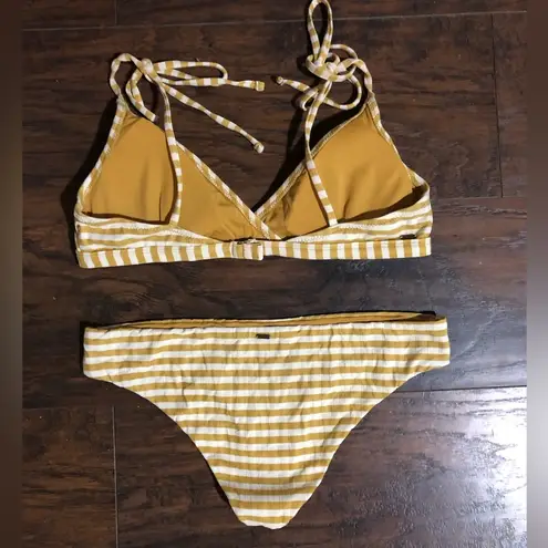 Rip Curl  Triangle Bikini Set Yellow and White Striped size Small