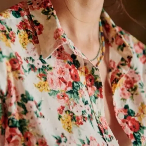 Sézane Pierro Shirt Bouquet De Rose Size 34/36 Button Down Feminine Floral Shirt