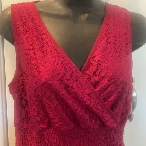 Ultra Pink Cottage Core fall leaf dress in cranberry size Small
