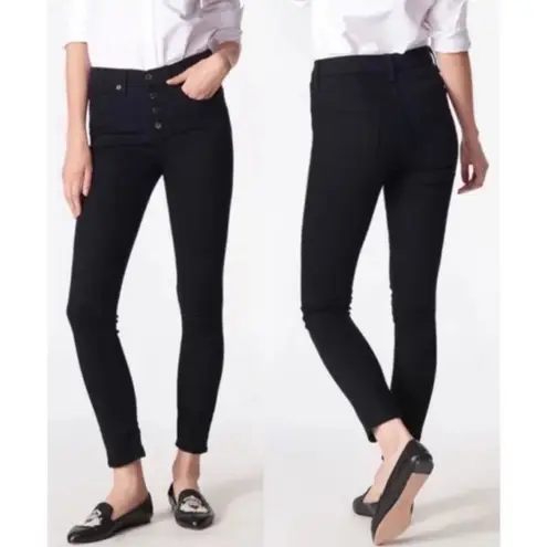 Veronica Beard Debbie Button Fly High Rise Skinny Jeans in Raven Black Sz 29/8