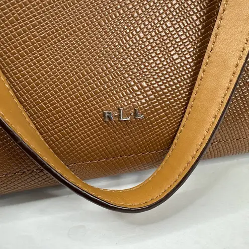 Ralph Lauren RLR  Pebbled Lindley Alissa Leather Satchel Tote Bag Purse Tan