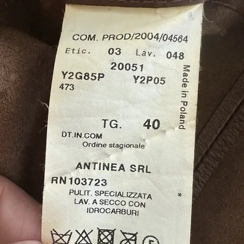 Emporio Armani Leather Y2K VTG Chocolate Brown Blazer Jacket Fitted Cropped S