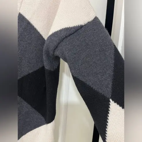 Haute Hippie Merino Wool ARGYLE CARDIGAN SWEATER Long Line Sz L