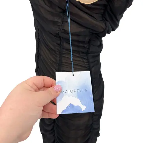 Majorelle Pandora Mini Dress Black Nude Ruched Shirred Off the Shoulder Size XL