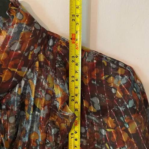 Lafayette 148 New York Silk Puff Sleeve Long Sleeve Blouse Boho Women size Small