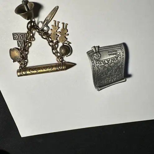 Lot Of 2 Brooch Pins Teaching / School / Teacher Related 1 Signed AJC