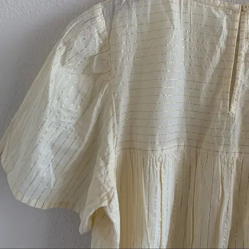 VERO MODA AWARE O-Neck Tunic Dress Cream Lagenlook Casual Stripe Boho Large