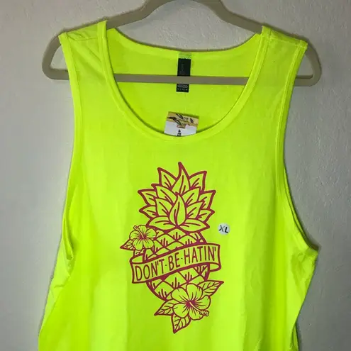 Dist Rict Yellow Pineapple Don’t Be Hatin Tank Top Sz XL BNWT by