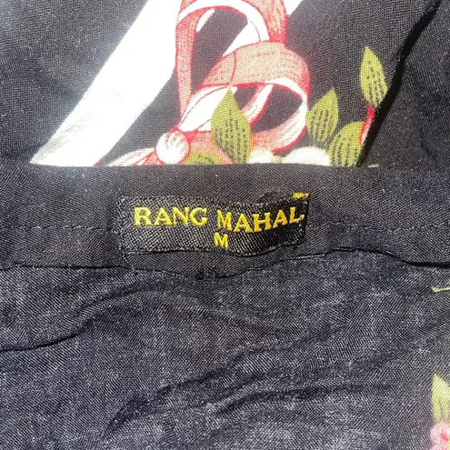 Rang Mahal black floral Pakistani lawn cotton floral embroidered top shirt M Size M