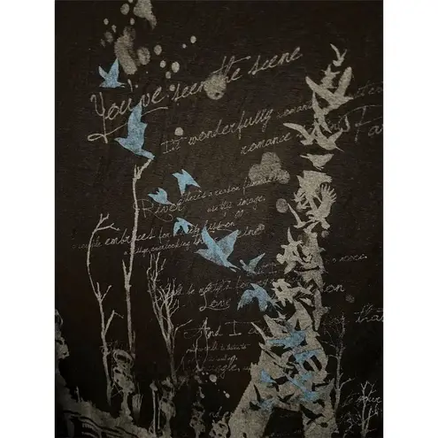 Vintage Suzie Women's M Black Studded Graphic Bird Tunic Top Size M