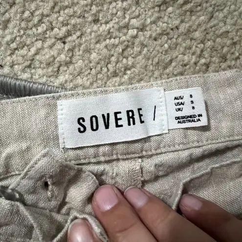 SOVERE | Instance Linen Straight Leg High Waisted Trousers Pants Natural S