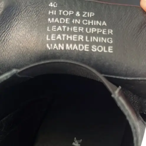 EUC ALL BLACK Leather Hi Top & Zip Ankle Boots Black Size 9.5