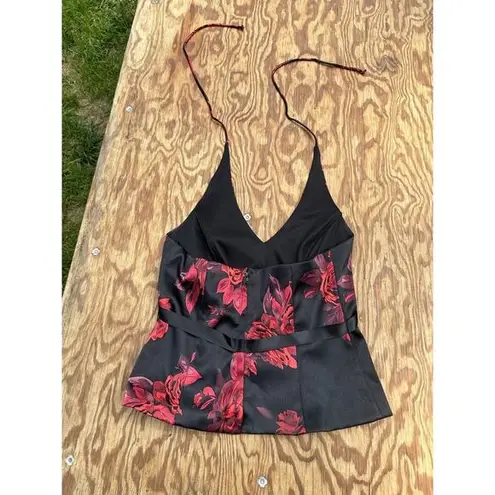 XScape By Joanna‎ Chen Shirt Womens 6 Fitted Halter Top Red Black Floral Corset