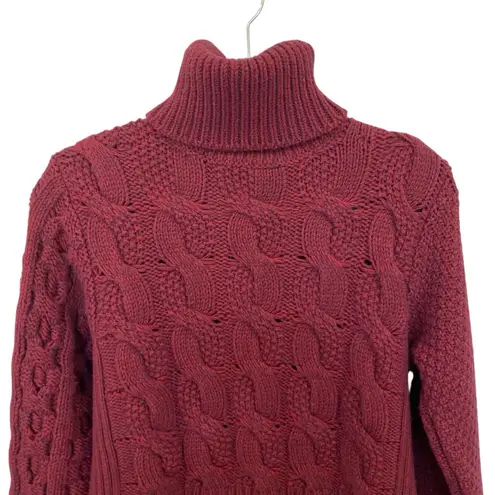 MM6 Maison Margiela Cable Knit Wool Turtle Neck Sweater In Burgundy Size XS