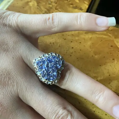 Genuine Tanzanite Sterling Silver Heart Ring Size 7