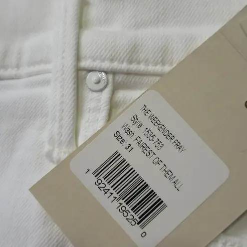 NWT Mother The Weekender Fray in Fairest Of Them All Stretch Flare Jeans 31 White
