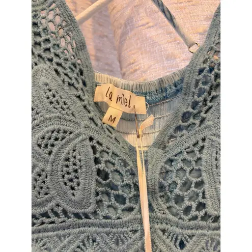 La Miel Boho Hippie Festival Crochet Lace Tie Dye‎ Tiered Top Y2K Style Medium