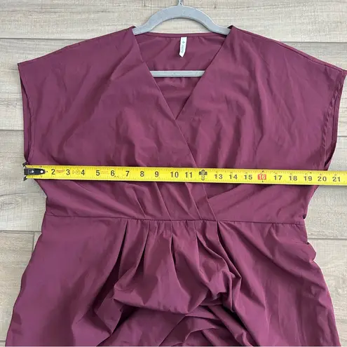 Halara Breezeful V Neck Short Sleeve Pocket Tie Back Midi Dress Amaranth L