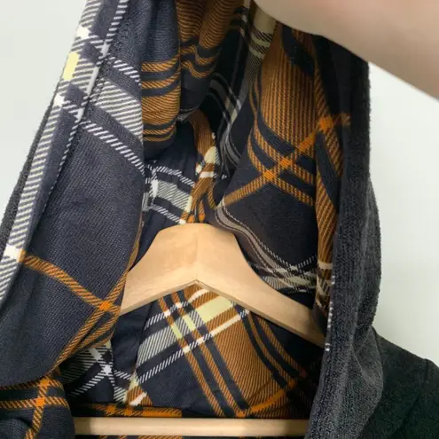 90s Grunge Style Hoodie With Flannel L Black Size L