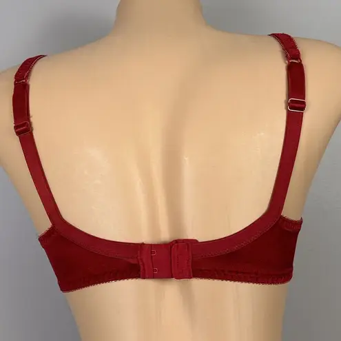 Vassarette Vintage  Bra Size 34C Second Skin Satin Red Lace Underwire 75-014