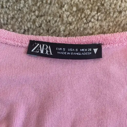 ZARA bra/crop top, pink terry cloth, women’s size small