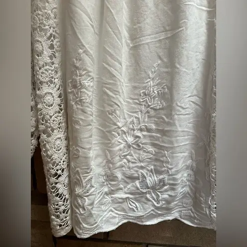 Soft Surroundings 2-pc white rosette lace crotchet embroidery boho top Large