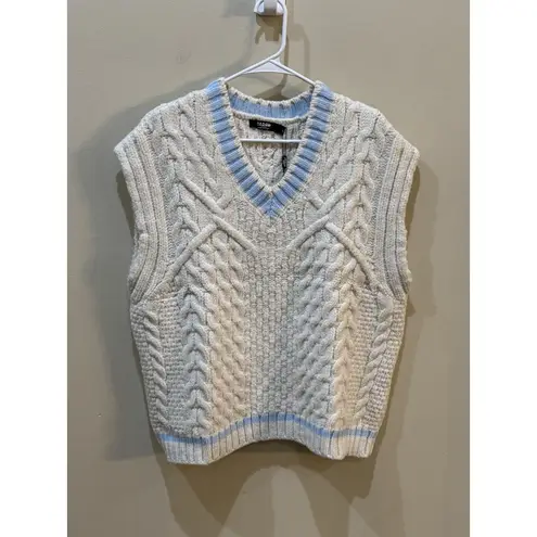 Jaded London Ecru Knitted Vest Cable Knit Preppy Tennis Streetwear Size Large