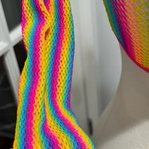 Leg Avenue Rainbow Fishnet Long Sleeve Crop