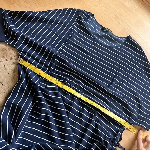 CAARA Navy Lorna Stripe Adjustable Waist Women's
Midi Dress Size Medium Blue