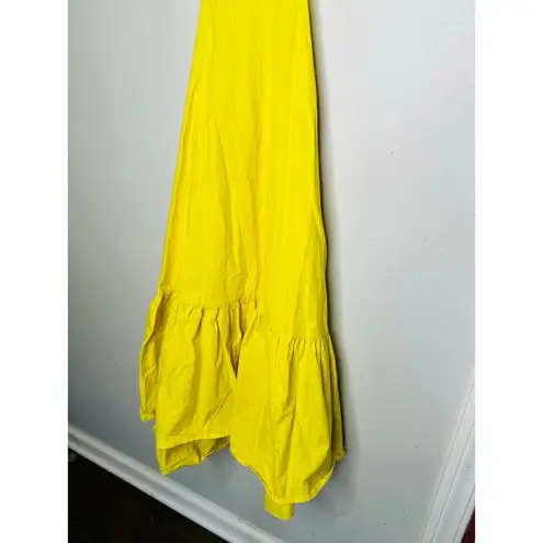 MARISSA WEBB Yellow Poplin Hourglass Side Cutouts Tie Back Midi Dress Size 2